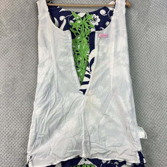 Lilly Pulitzer Blue Johnny B Green Appliqué Front Delia Shift Dress  Sz 0 XS - Picture 15 of 15